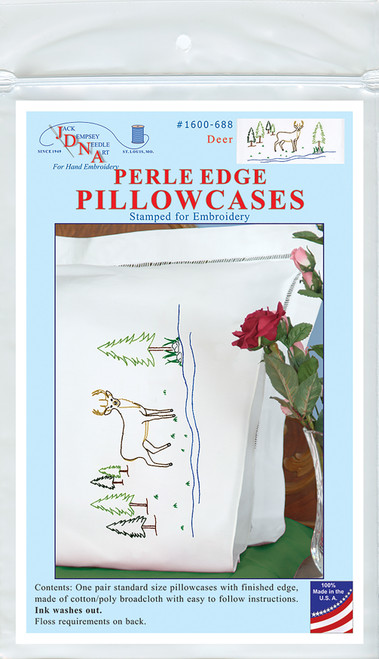 Jack Dempsey Stamped Pillowcases W/White Perle Edge 2/Pkg-Deer - 1600 688 - 013155856880