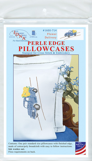 Jack Dempsey Stamped Pillowcases W/White Perle Edge 2/Pkg-Flower Delivery 1600 714 - 013155857146