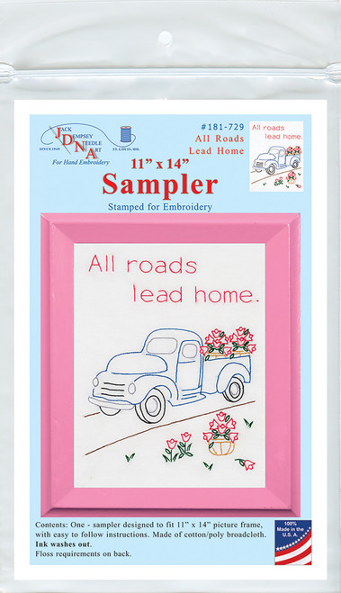 Jack Dempsey Stamped White Sampler 11"X14"-All Roads Lead Home 181 729 - 013155137293