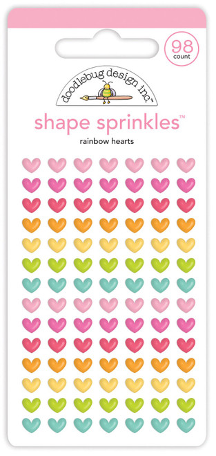 3 Pack - Doodlebug Sprinkles Adhesive Enamel Shapes-Rainbow Hearts - DS7251 - 842715072510