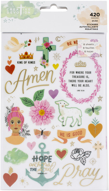 Creative Devotion Draw Near Sticker Book 8/Sheets-W/Gold Foil Accents, 418/Pkg - 34007159 - 718813438148