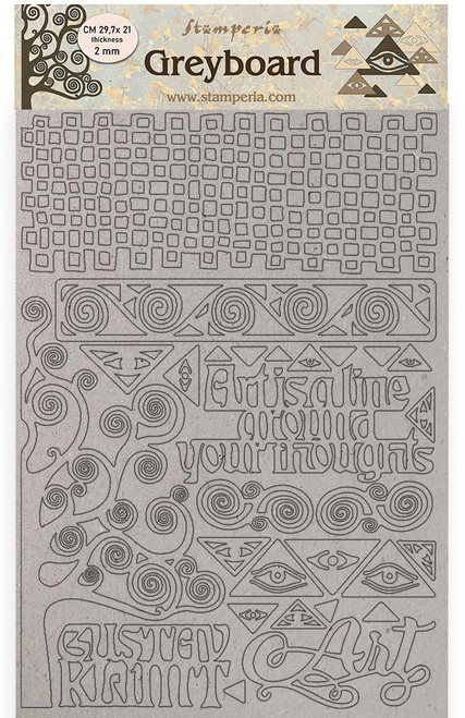 Stamperia Greyboard Cut-Outs A4 2mm Thick-Tree Pattern, Klimt LSPDA446 - 5993110018735