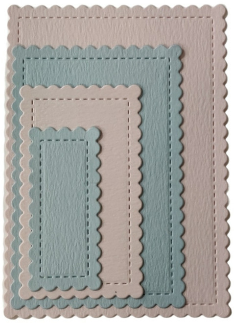Dress My Craft Basic Designer Dies-Stitched Scalloped Rectangle - DMCD3916 - 194186009848