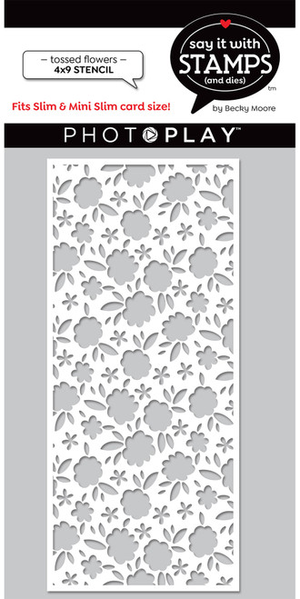 3 Pack PhotoPlay Say It With Stamps Stencil 4"X9"-Tossed Flower SIS2855 - 709388328552