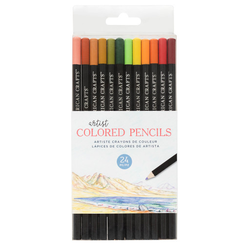 American Crafts Art Supply Basics Colored Pencil Set 24/Pkg-Assorted Colors - 34011315 - 718813931427