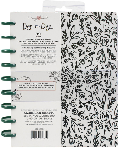 Maggie Holmes Day-To-Day Undated Dashboard Planner 7.5"X9.5"-Black & White Floral MH002374 - 718813536660