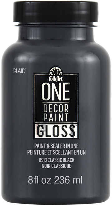 FolkArt ONE Decor Gloss Paint 8oz-Classic Black FODGF-11913 - 028995119132