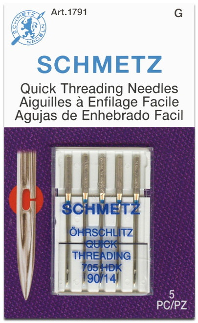 Schmetz Quick Self Threading Machine Needles-Size 90/14 5/Pkg - 1791 - 036346317915