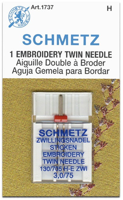 Schmetz Embroidery Twin Machine Needles-Size 3.0/75 1/Pkg 1737 - 036346317373