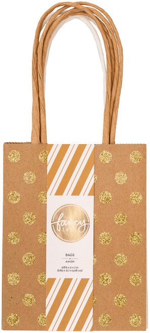 3 Pack American Crafts Fancy That Mini Gift Bags 3.875"X5" 4/Pkg-Gold Glitter Polka Dot -34007972 - 718813437035