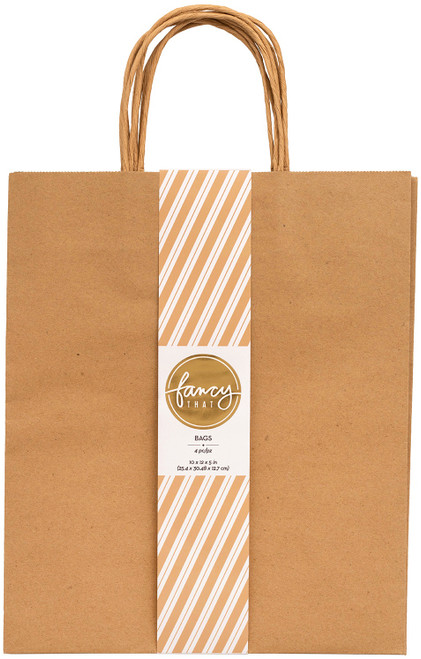 3 Pack - American Crafts Fancy That Large Gift Bags 10"X12" 4/Pkg-Kraft - 34007195 - 718813435888