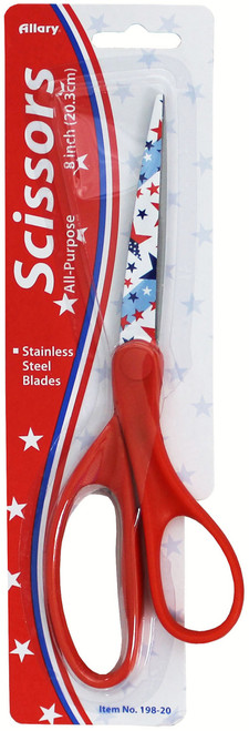 12 Pack Allary All-Purpose Scissors 8"-Assorted Patriotic 198A-20