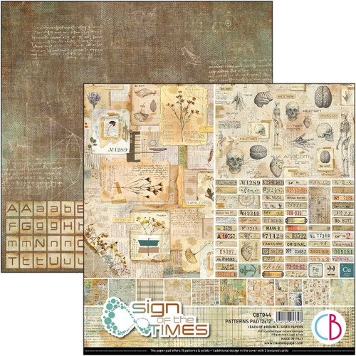 Ciao Bella Double-Sided Paper Pack 90lb 12"X12" 8/Pkg-Sign Of The Times, 8 Designs/1 Each CBT044