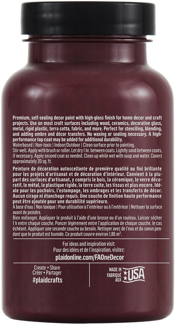 FolkArt ONE Decor Gloss Paint 8oz-Cranberry Cocktail FODGF-11903