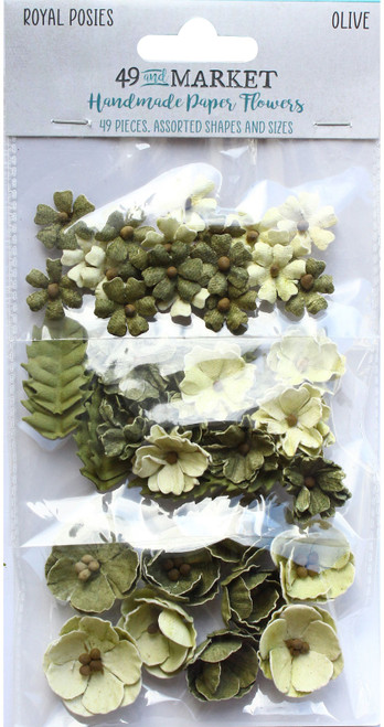 2 Pack 49 And Market Royal Posies Paper Flowers 49/Pkg-Olive 49RP-34093 - 752505134093