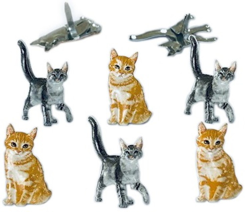 6 Pack - Eyelet Outlet Shape Brads 12/Pkg-Feline - QBRD2-112 - 810787025826