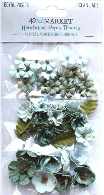 2 Pack 49 And Market Royal Posies Paper Flowers 49/Pkg-Ocean Jade -49RP-34123 - 752505134123
