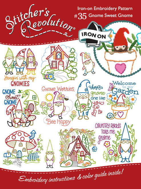 6 Pack - Stitcher's Revolution Iron-On Transfers-Gnome Sweet Gnome - SR-35 - 043272200358 6 Pack - Stitcher's Revolution Iron-On Transfers-Gnome Sweet Gnome - SR-35 - 043272200358