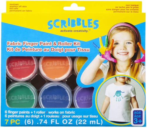 Scribbles Fabric Finger Paint & Roller Kit-Rainbow 40575 - 017754405753