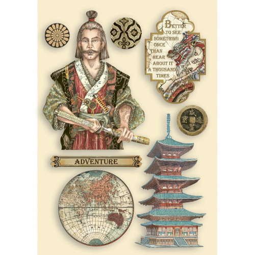 Stamperia Wooden Shapes A5-Samurai, Sir Vagabond In Japan KLSP110 - 5993110018315