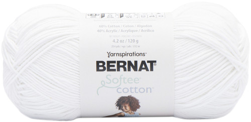 3 Pack - Bernat Softee Cotton Yarn-Clear White - 161269-69004 - 057355481053