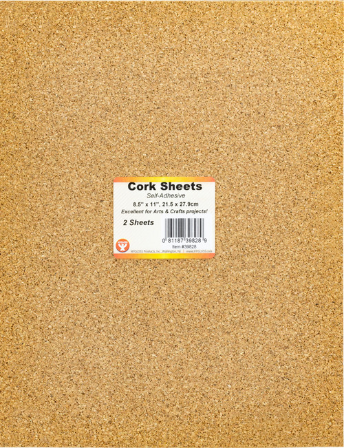 3 Pack Hygloss Cork Sheets Self-Adhesive 2mm Thick 8.5"X11" 2/Pkg-H39828 - 081187398289