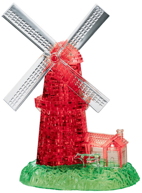 BePuzzled 3D Crystal Puzzle-Windmill (white/Red) 3DCRPUZZ-31100 - 023332311002