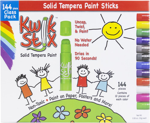 Kwik Stix Solid Tempera Paint Sticks Class Pack 144/Pkg-Classic Colors, 12 Of Each Color TPG644 - 634901006443