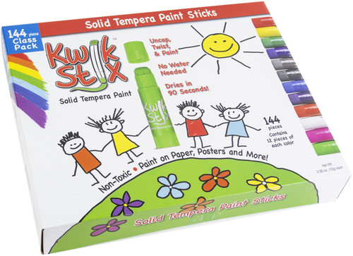 Kwik Stix Solid Tempera Paint Sticks Class Pack 144/Pkg-Classic Colors, 12 Of Each Color TPG644