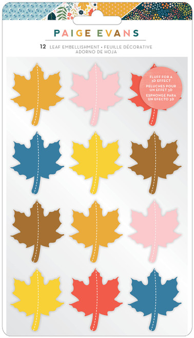 Paige Evans Bungalow Lane Dimensional Stickers 12/Pkg-Leaf Embellishment PE003653 - 718813460477