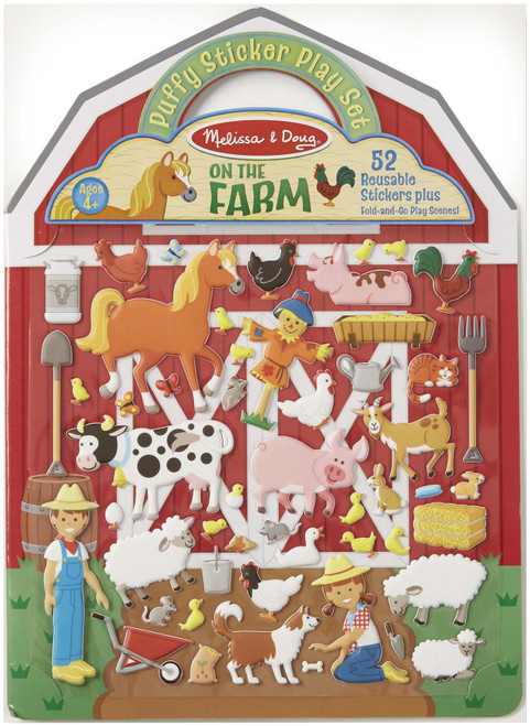 3 Pack - Melissa & Doug Puffy Sticker Play Set-On The Farm 52 Stickers - MD9408 - 000772094085