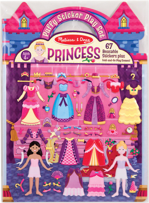 3 Pack - Melissa & Doug Puffy Sticker Play Set-Princess 67 Stickers - MD9100 - 000772091008