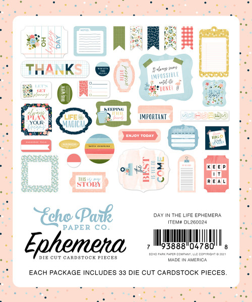 Echo Park Cardstock Ephemera 33/Pkg-Icons, Day In The Life DL260024
