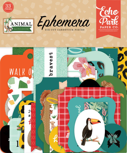 Echo Park Cardstock Ephemera 33/Pkg-Icons, Animal Kingdom AK259024