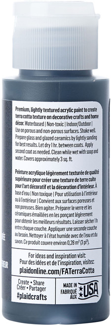 3 Pack - FolkArt Terra Cotta Acrylic Paint 2oz-Obsidian - FTC-7030