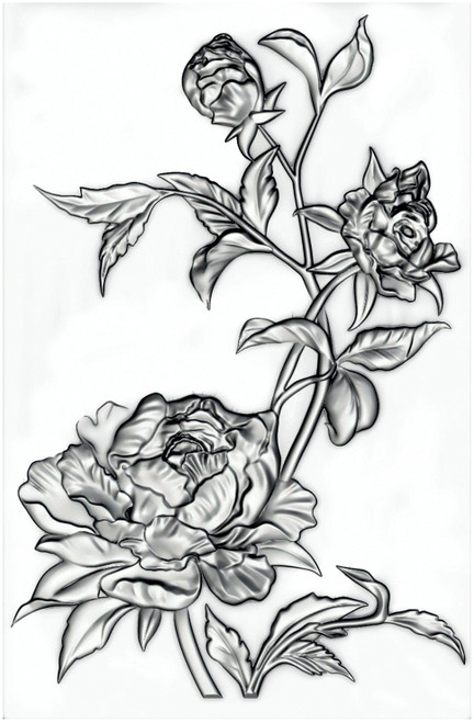 2 Pack - Sizzix 3D Texture Fades Embossing Folder By Tim Holtz-Mini Roses - 665632 - 630454276883
