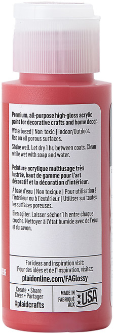 6 Pack - FolkArt Glossy Paint 2oz-Radiant Red - 11-11818
