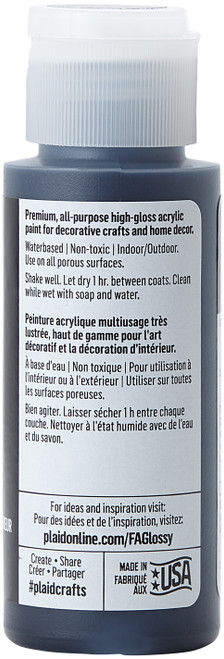 6 Pack - FolkArt Glossy Paint 2oz-Onyx - 11-11834