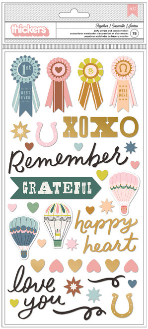 Maggie Holmes Market Square Thickers Stickers 78/Pkg-Together Phrase/Puffy MH003692 - 718813910057