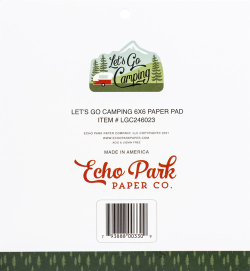 2 Pack Echo Park Double-Sided Paper Pad 6"X6" 24/Pkg-Let's Go Camping -GC246023