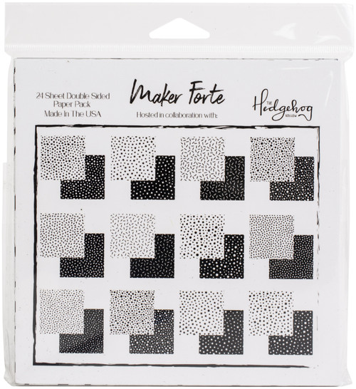2 Pack Maker Forte Double-Sided Cardstock 6"X6" 24/Pkg-Achromatic Confetti By Hedgehog Hollow 20090391 - 618528391984