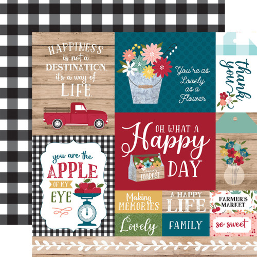 25 Pack Farmer's Market Double-Sided Cardstock 12"X12"-Multi Journaling Cards FM248-8 - 793888006300