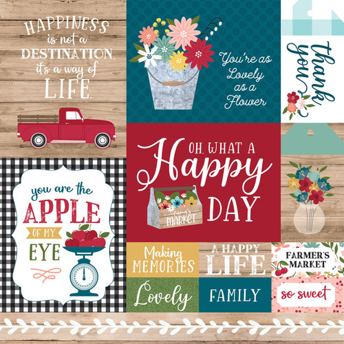 25 Pack Farmer's Market Double-Sided Cardstock 12"X12"-Multi Journaling Cards FM248-8