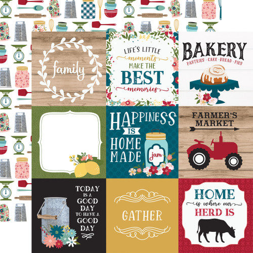 25 Pack Farmer's Market Double-Sided Cardstock 12"X12"-4"X4" Journaling Cards FM248-3 - 793888005808