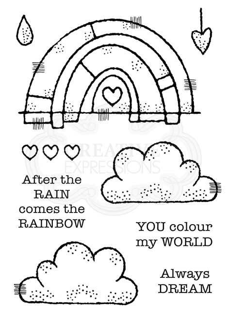 2 Pack Woodware Clear Stamps 4"X6"-Rainbow World FRS858