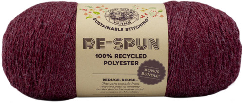 Lion Brand Re-Spun Bonus Bundle Yarn-Wine 126-189 - 023032084688