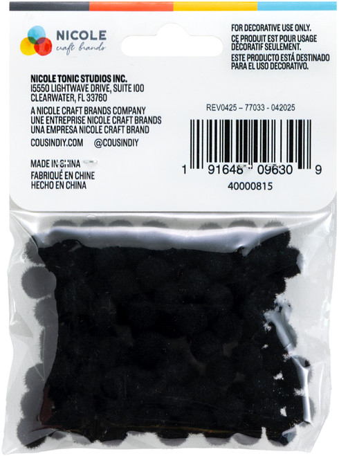 CousinDIY Pom-Poms 10mm 100/Pkg-Black - A50026LG-815