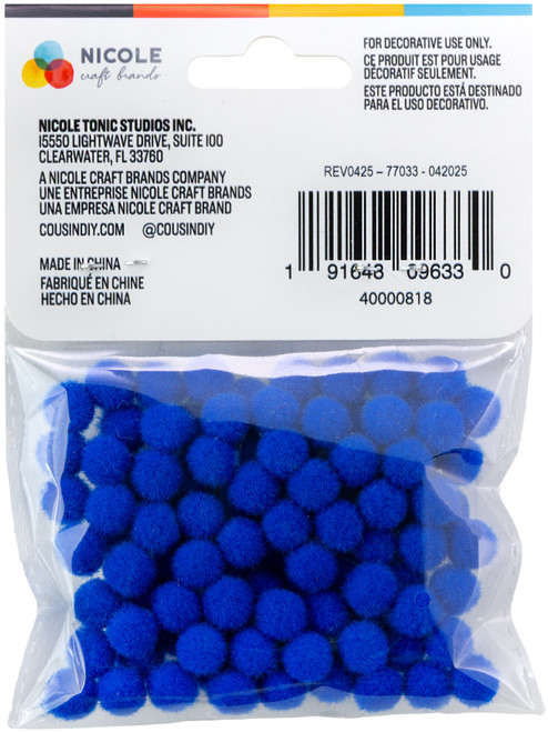 CousinDIY Pom-Poms 10mm 100/Pkg-Royal Blue - 5A002F6R-818