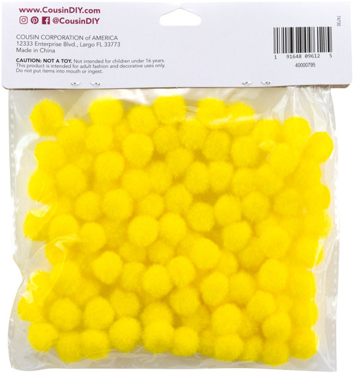 CousinDIY Pom-Poms .5" 100/Pkg-Yellow - A50026MQ-00795 CousinDIY Pom-Poms .5" 100/Pkg-Yellow - A50026MQ-00795