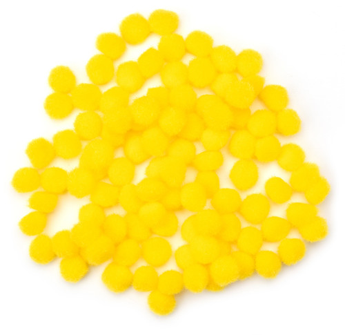 CousinDIY Pom-Poms .5" 100/Pkg-Yellow POMHLFIN-00795